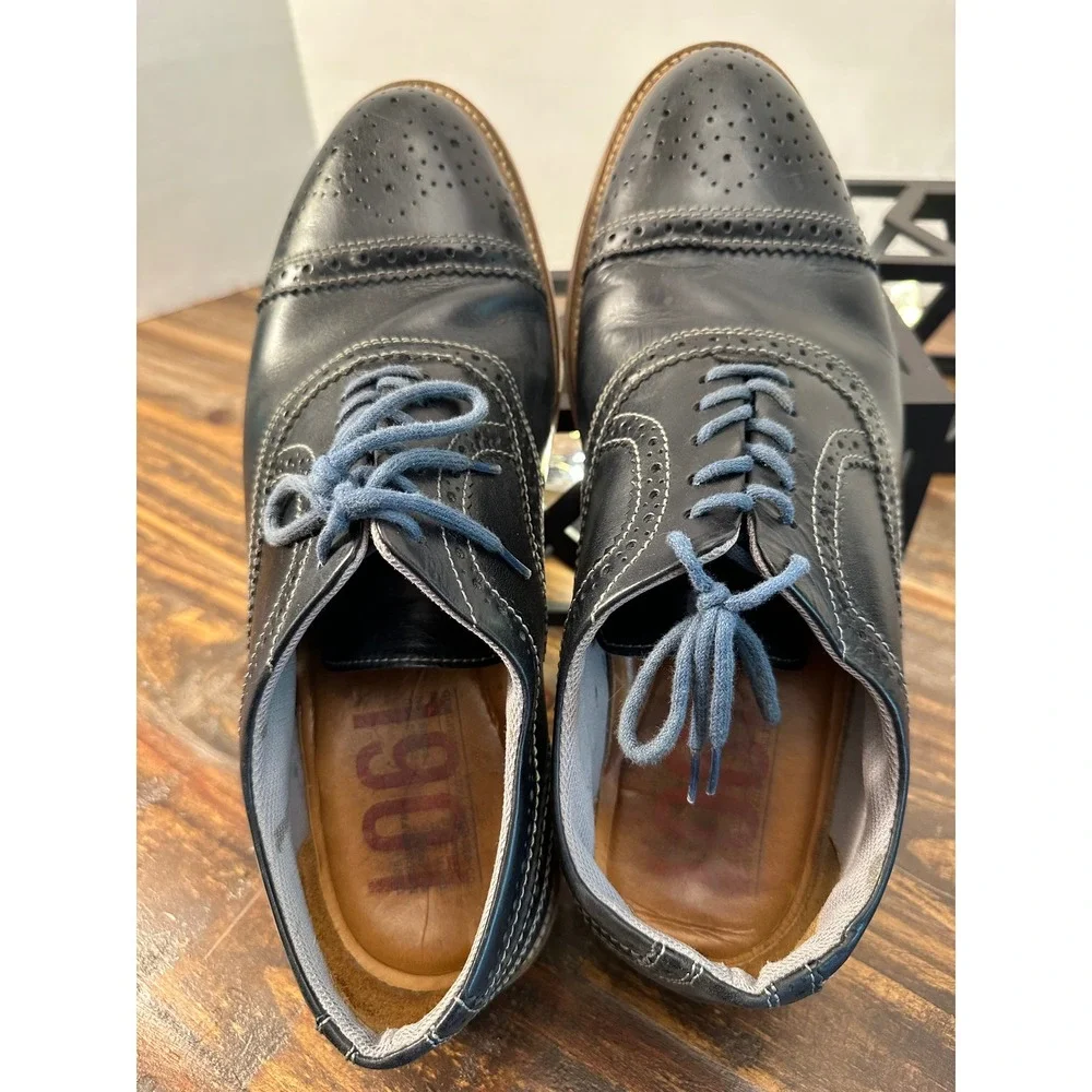 Mens 1901 Black Leather Wingtip Oxford Dress Shoes Lace‎ Up Casual Size 11.5M